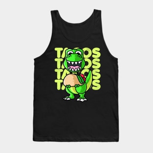 Dinosaur Tyrannosaurus Taco Kawaii Neko Anime Mexican food design Tank Top